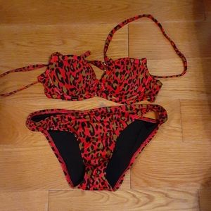 Vs Red Leopard print bikini